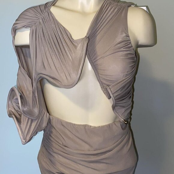 Christopher Esber Taupe Draped Jersey Top - Picture 2 of 5